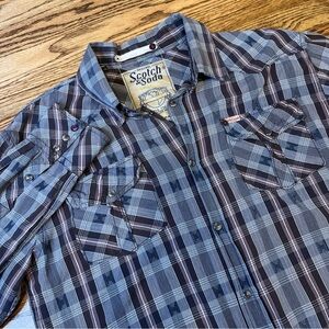 Scotch & Soda Signature Series Plaid Pearl Snap Shirt Flannel Western Casual XL